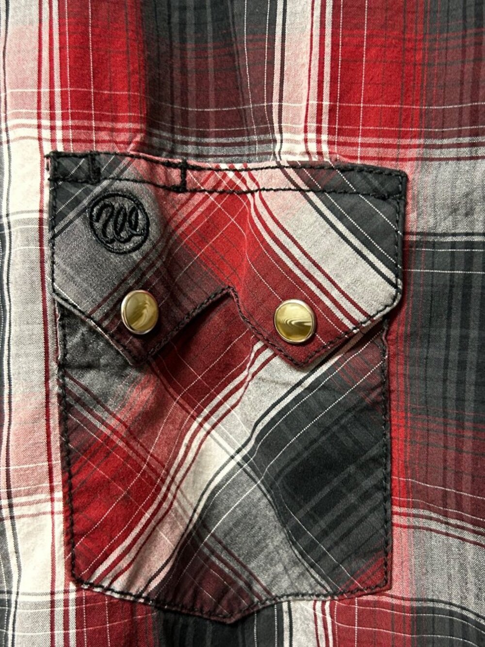 VTG Wrangler American Cowboys Western Pearl Snap Shirt Plaid 44x28 Rodeo Garth - Picture 5 of 8